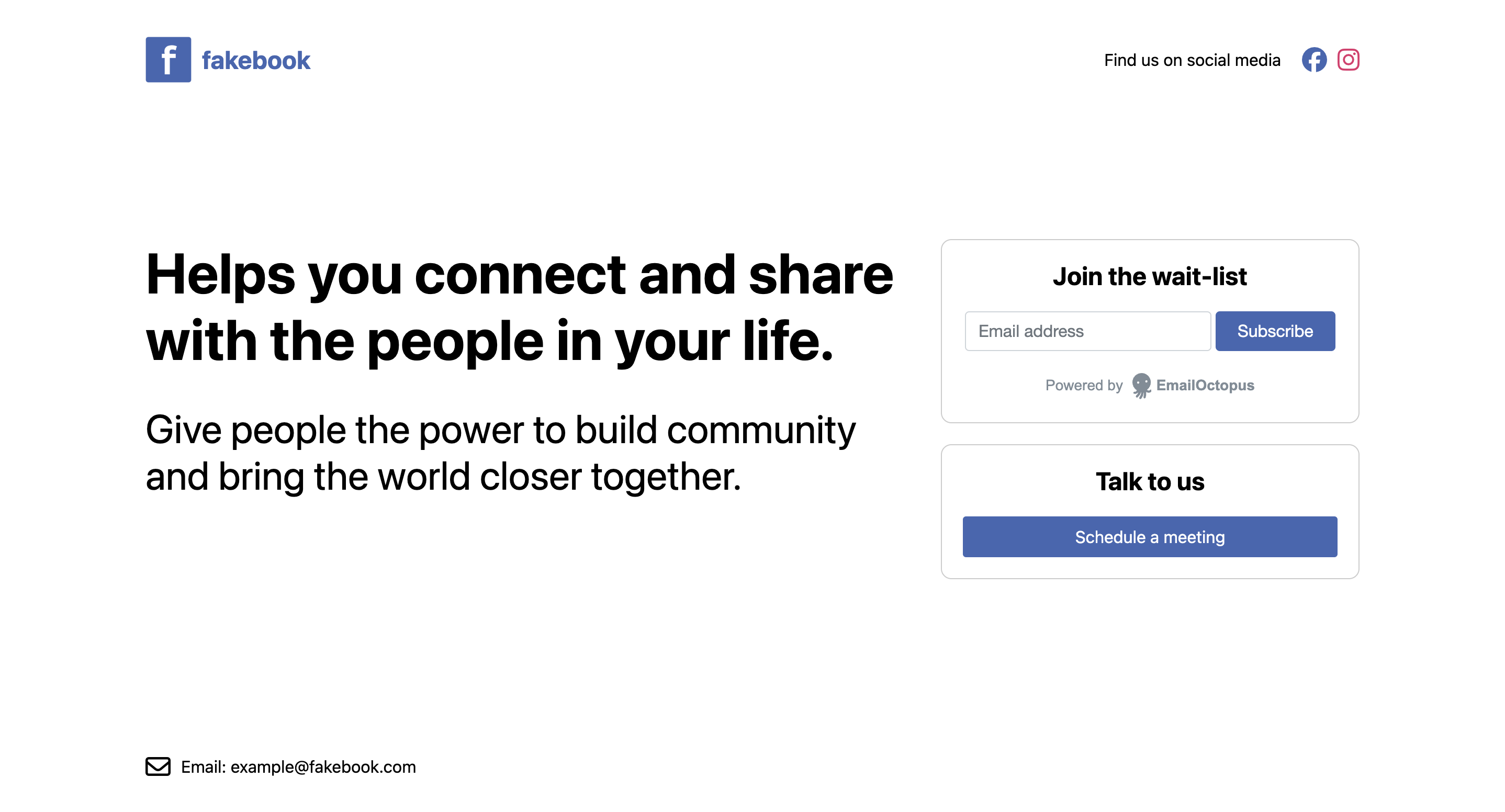 Fakebook mockup example