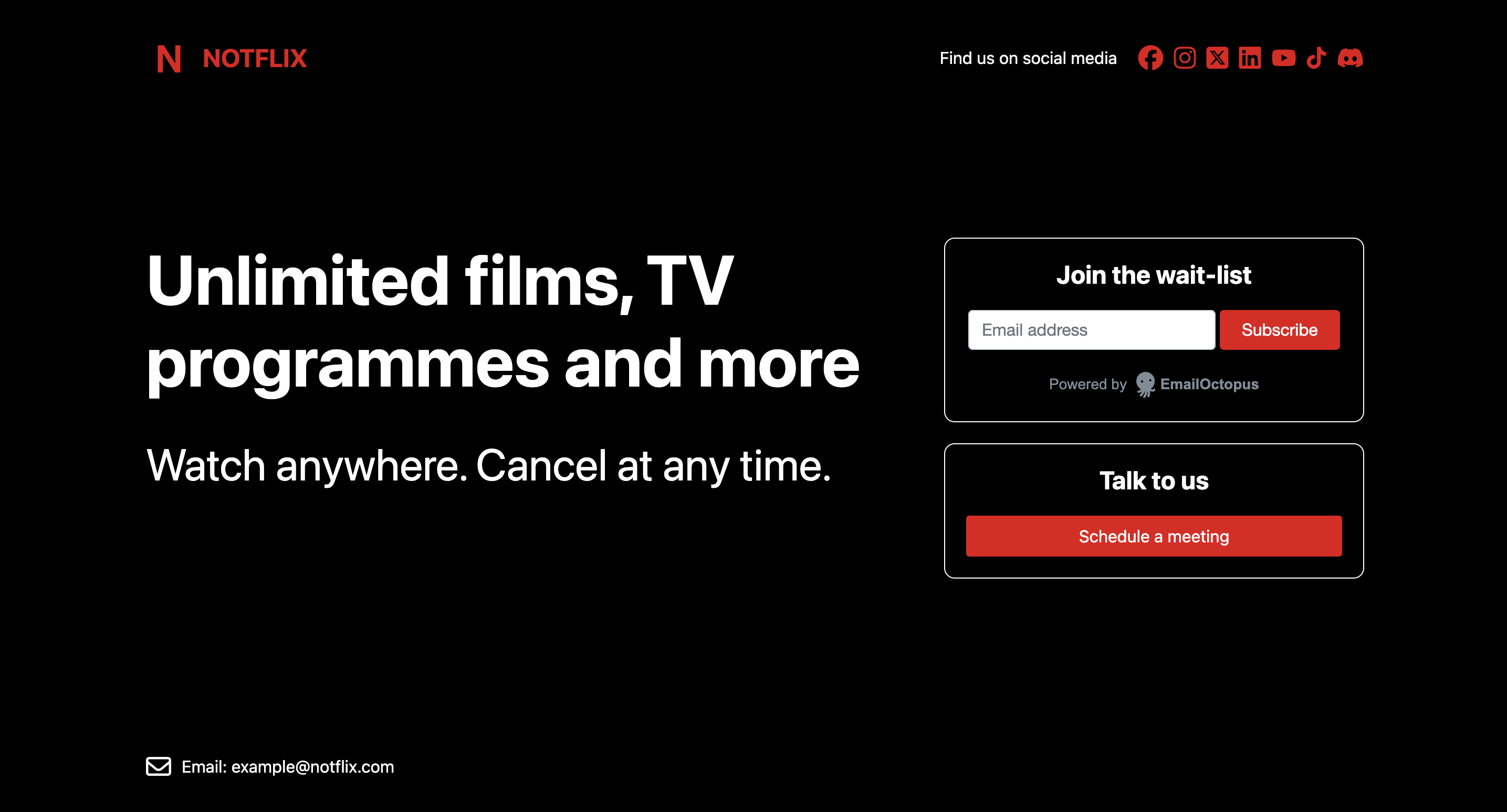 Notflix mockup example